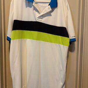 Chaps White Polo with Blue and Black Stripes